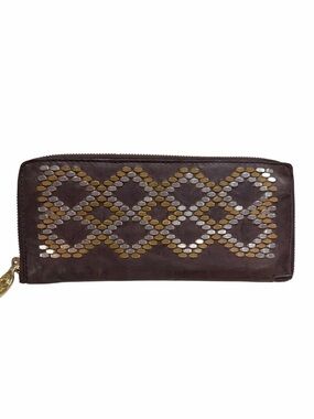 Colleen Cordero Brown Leather 
Metal Accents Wallet Boho
Western Made In USA